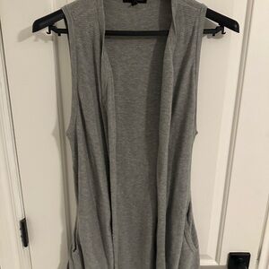 Gray Sleeveless Open Front Cardigan